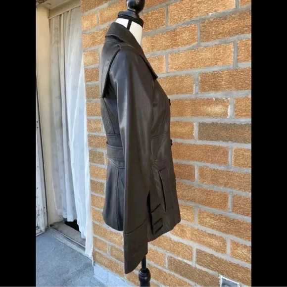 REISS double breasted leather jacket Sz 10 - Picture 7 of 16